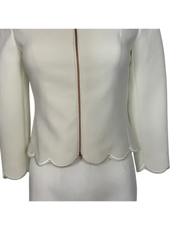 Ted Baker Heraly Scalloped Hem Cropped Jacket 0 Off White - Picture 12 of 16
